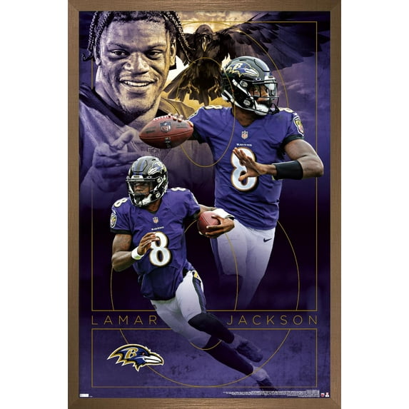 NFL Baltimore Ravens - Lamar Jackson 20 Wall Poster, 14.725" x 22.375", Framed