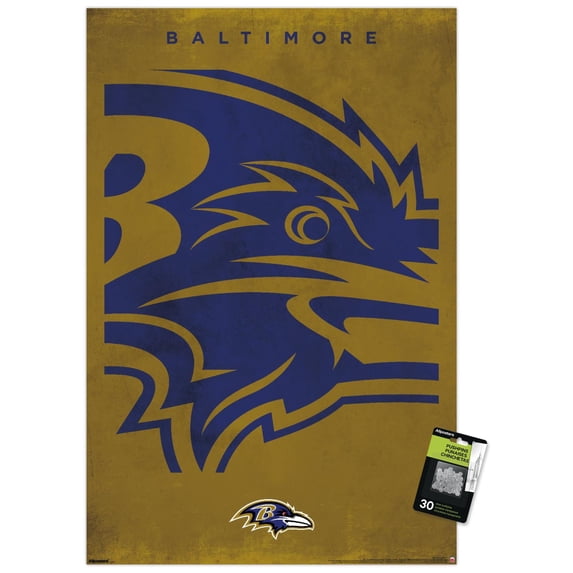 NFL Baltimore Ravens - Logo 25 Wall Poster with Pushpins, 22.375" x 34"