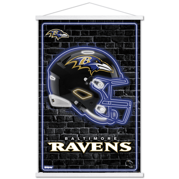 NFL Baltimore Ravens - Neon Helmet 23 Wall Poster with Magnetic Frame, 22.375" x 34"