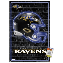 NFL Baltimore Ravens - Neon Helmet 23 Wall Poster with Push Pins, 22.375" x 34"
