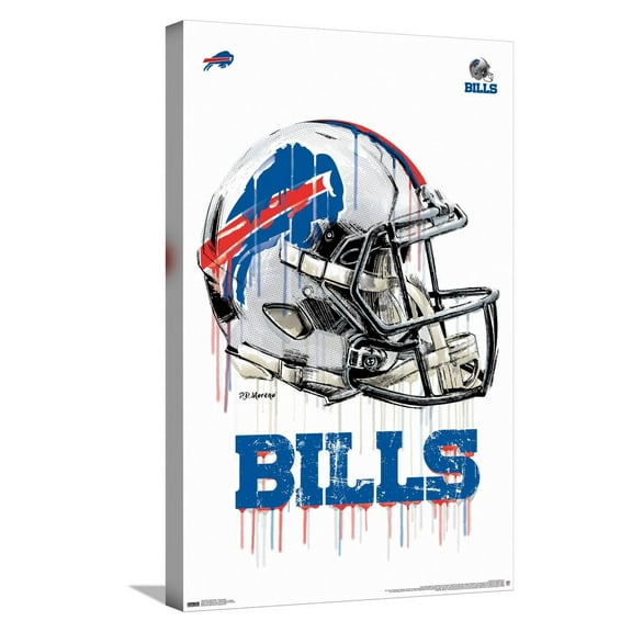 NFL Buffalo Bills - Drip Helmet 20 Canvas Wall Poster, 14.725" x 22.375"