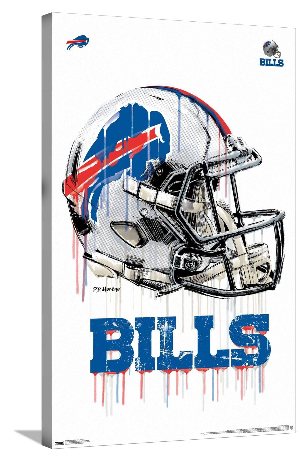 NFL Buffalo Bills - Drip Helmet 20 Canvas Wall Poster, 22.375