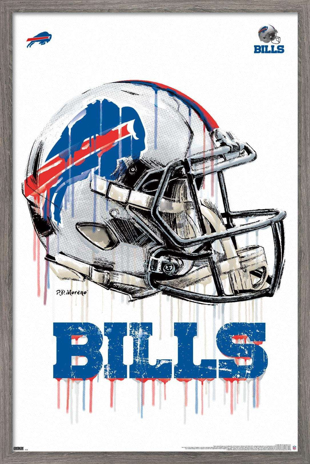 NFL Buffalo Bills - Drip Helmet 20 Wall Poster, 22.375" x 34", Framed