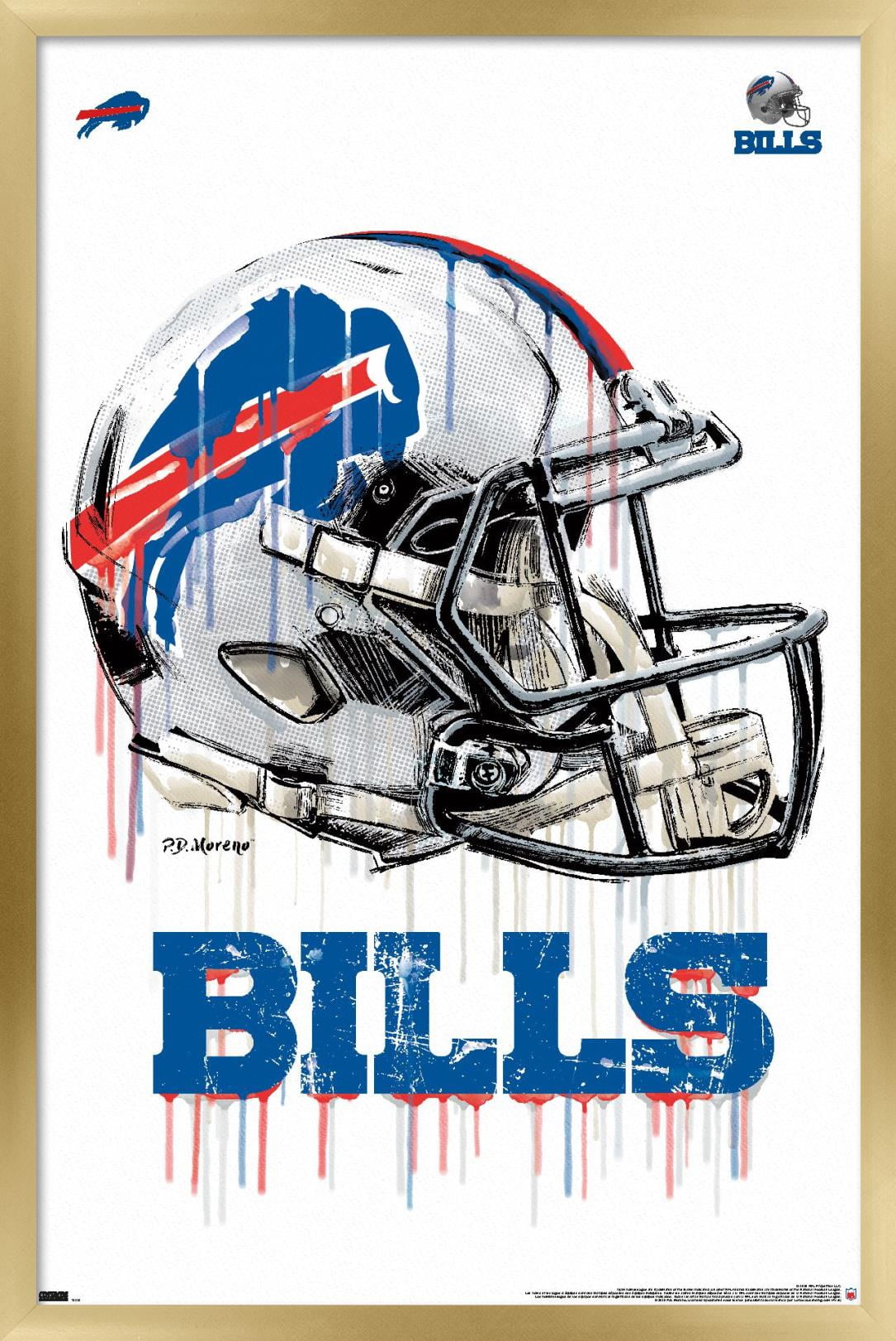 NFL Buffalo Bills - Drip Helmet 20 Wall Poster, 22.375" x 34", Framed