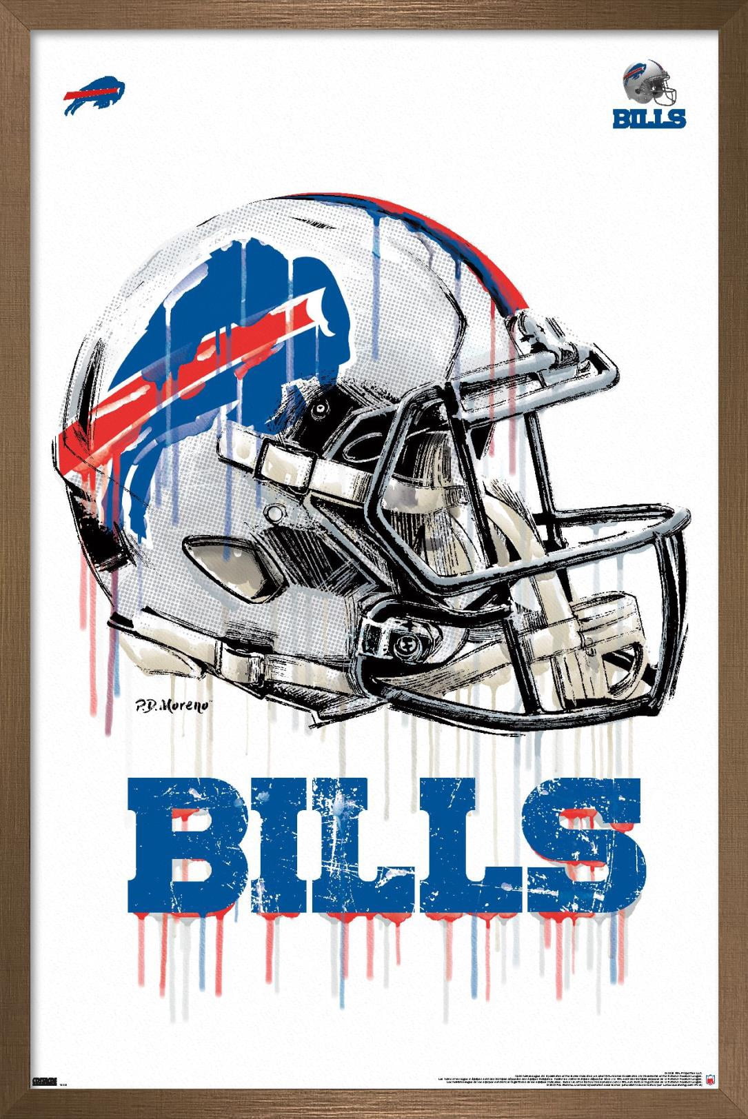 NFL Buffalo Bills - Drip Helmet 20 Wall Poster, 22.375" x 34", Framed