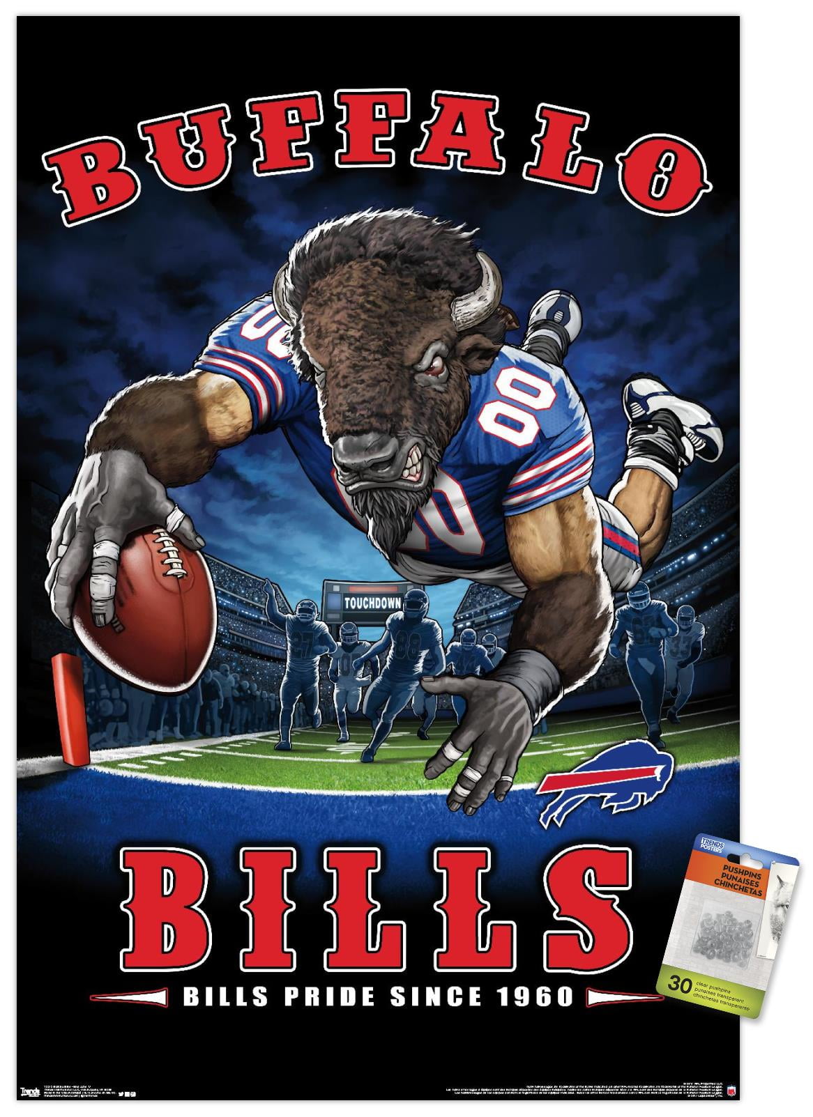 NFL Buffalo Bills End Zone 17 Wall Poster with Push Pins, 22.375" x