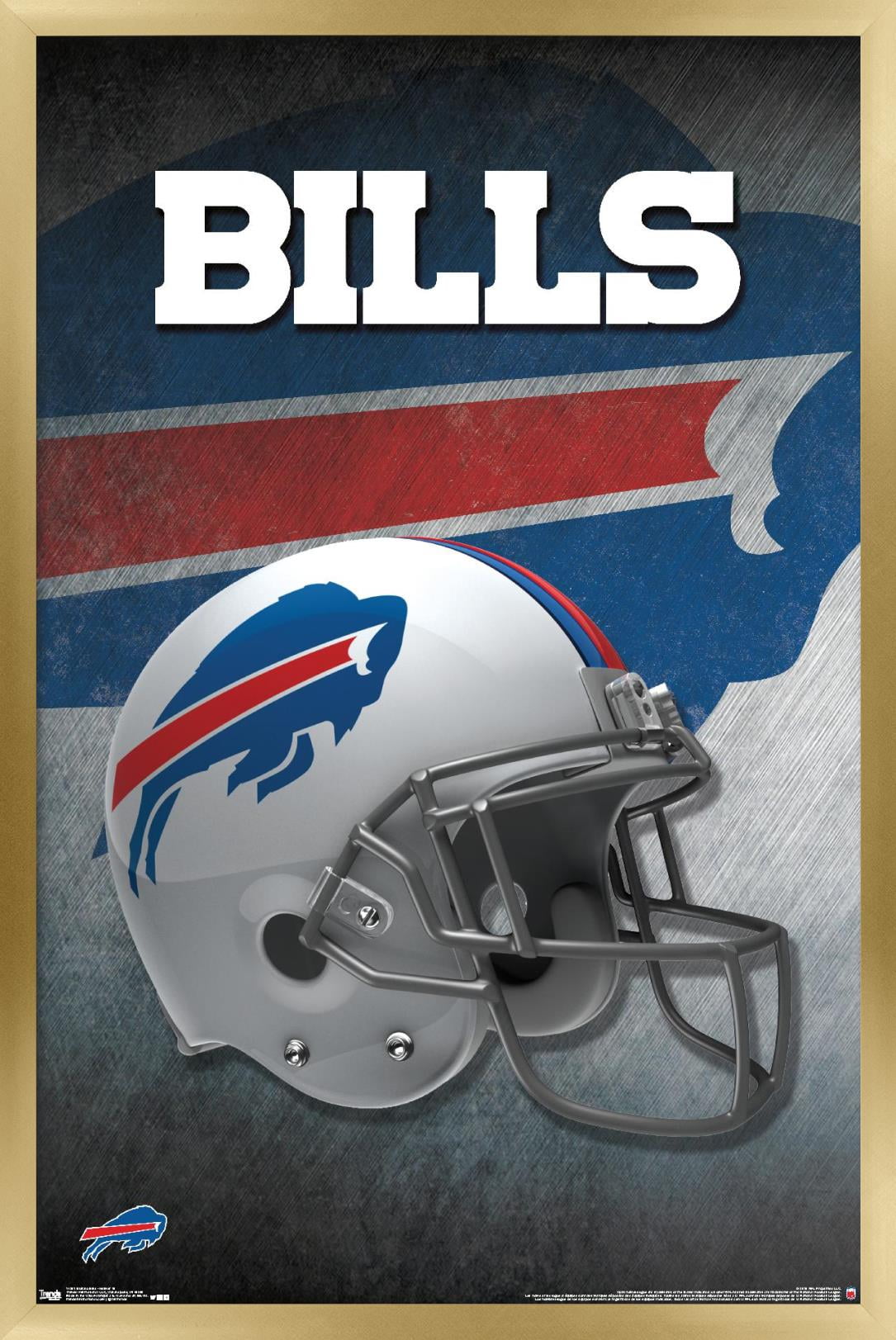 Trends International NFL Buffalo Bills - Neon Helmet 23 Framed Wall Poster  Prints Mahogany Framed Version 22.375 x 34