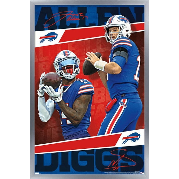 NFL Buffalo Bills - Josh Allen and Stefon Diggs 21 Wall Poster, 22.375" x 34", Framed