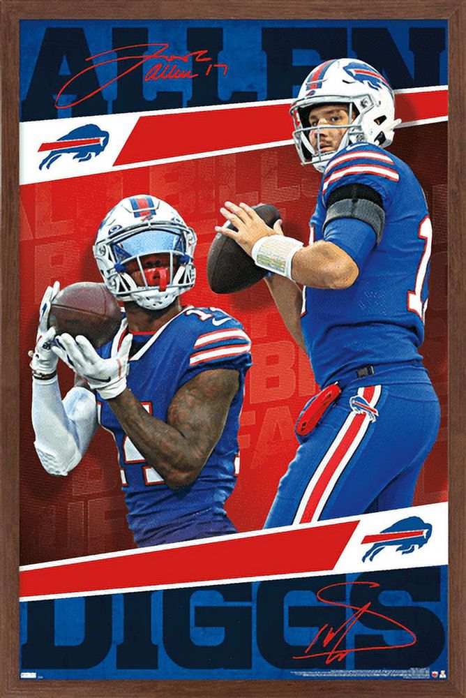 NFL Buffalo Bills - Josh Allen and Stefon Diggs 21 Wall Poster, 22.375" x 34", Framed