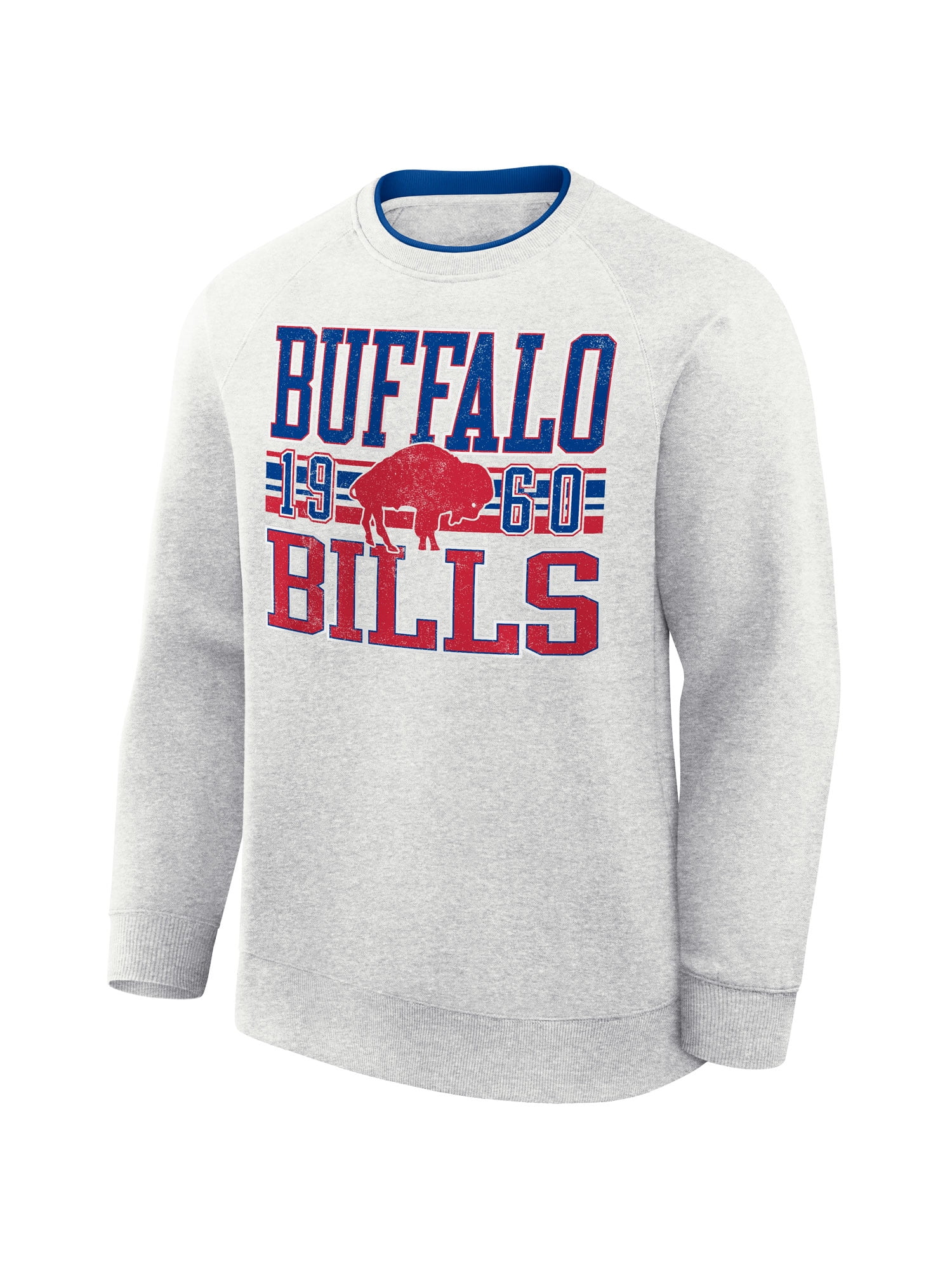 NFL Buffalo Bills Men's Cotton Gray Heather Long Sleeve Crew Fleece Sweatshirt