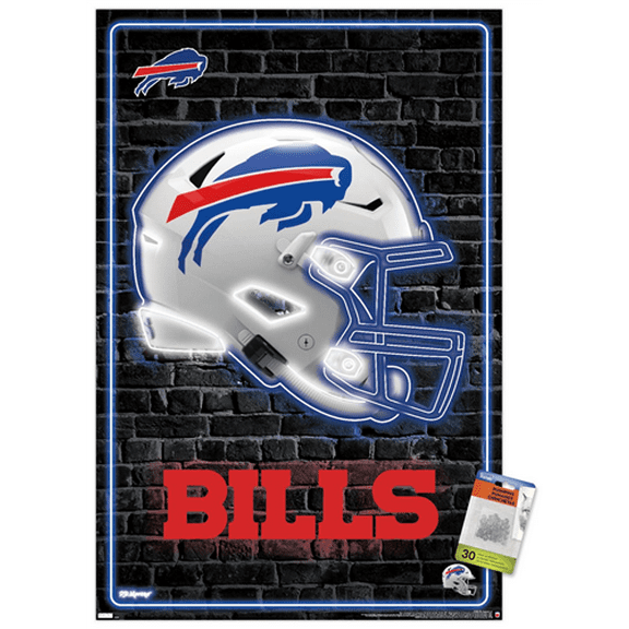 NFL Buffalo Bills - Neon Helmet 23 Wall Poster with Push Pins, 22.375" x 34"