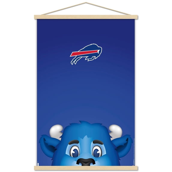 NFL Buffalo Bills - S. Preston Mascot Billy 20 Wall Poster with Wooden Magnetic Frame, 22.375" x 34"