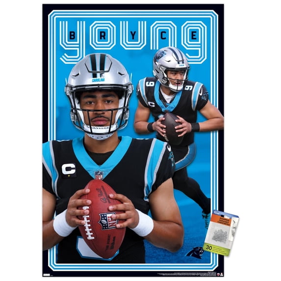 NFL Carolina Panthers - Bryce Young 24 Wall Poster with Pushpins, 22.375" x 34"