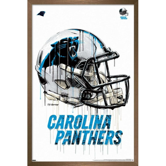 NFL Carolina Panthers - Drip Helmet 20 Wall Poster, 14.725" x 22.375", Framed