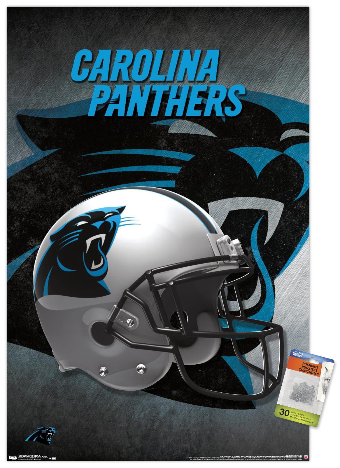 NFL Carolina Panthers - Helmet 16 Wall Poster with Push Pins, 22.375" x 34"