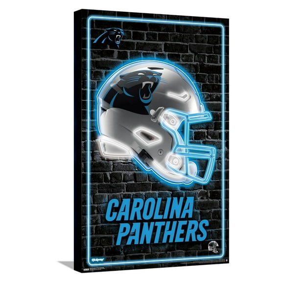 NFL Carolina Panthers - Neon Helmet 23 Canvas Wall Poster, 14.725" x 22.375"