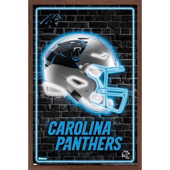NFL Carolina Panthers - Neon Helmet 23 Wall Poster, 14.725" x 22.375" Framed