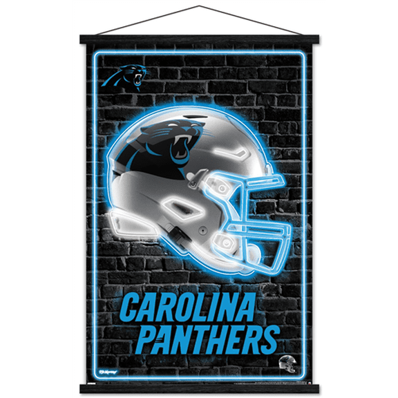 NFL Carolina Panthers - Neon Helmet 23 Wall Poster with Magnetic Frame, 22.375" x 34"