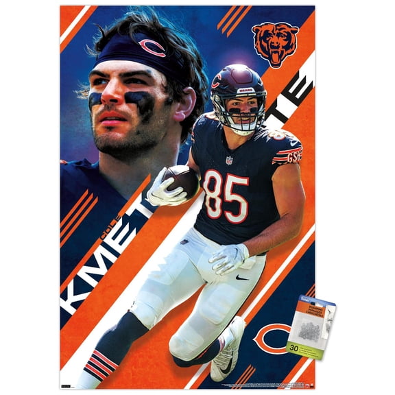 NFL Chicago Bears - Cole Kmet 24 Wall Poster with Push Pins, 22.375" x 34"