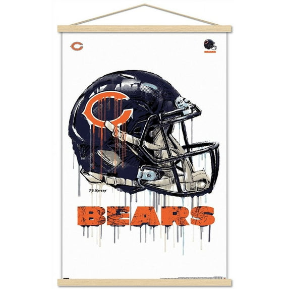 NFL Chicago Bears - Drip Helmet 20 Wall Poster with Magnetic Frame, 22.375" x 34"