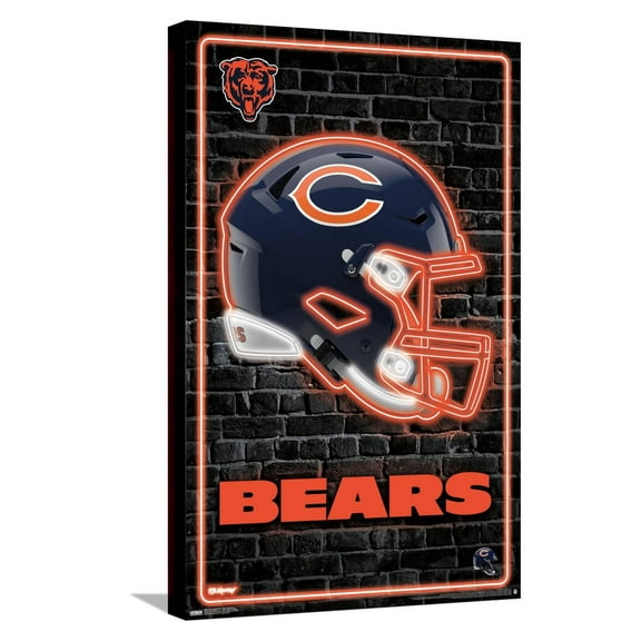 NFL Chicago Bears - Neon Helmet 23 Canvas Wall Poster, 14.725" x 22.375"