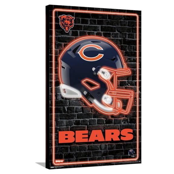 NFL Chicago Bears - Neon Helmet 23 Canvas Wall Poster, 22.375" x 34"