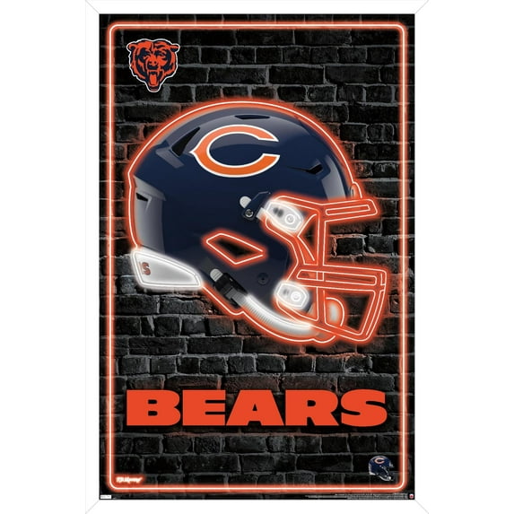NFL Chicago Bears - Neon Helmet 23 Wall Poster, 14.725" x 22.375" Framed