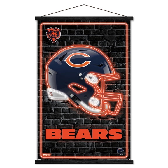 NFL Chicago Bears - Neon Helmet 23 Wall Poster with Magnetic Frame, 22.375" x 34"