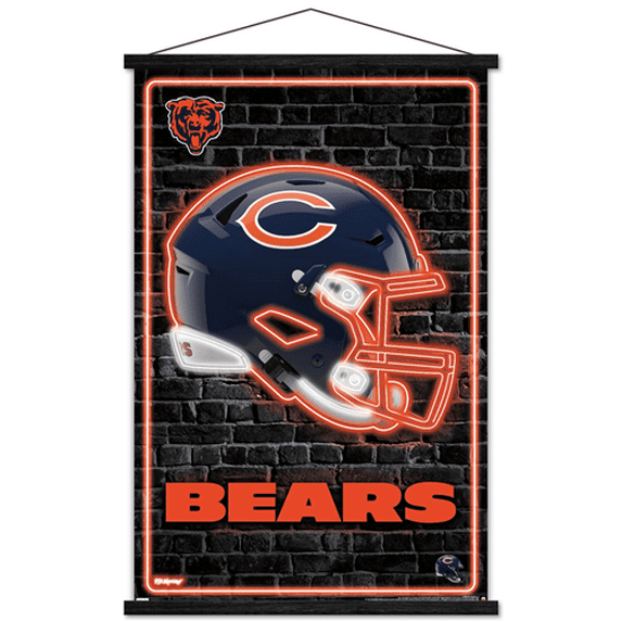 NFL Chicago Bears - Neon Helmet 23 Wall Poster with Magnetic Frame, 22.375" x 34"