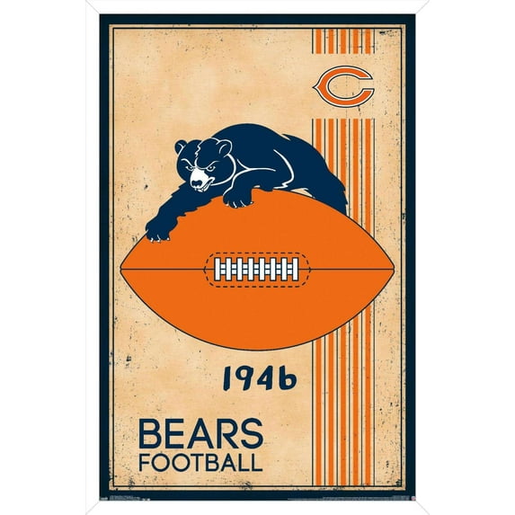 NFL Chicago Bears - Retro Logo 14 Wall Poster, 14.725" x 22.375", Framed