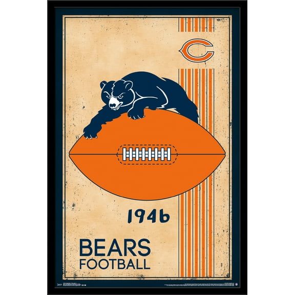 NFL Chicago Bears - Retro Logo 14 Wall Poster, 22.375" x 34", Framed