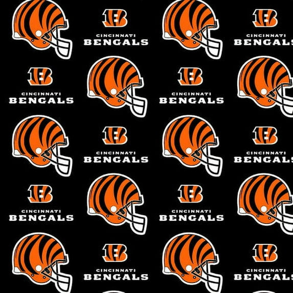 NFL Cincinnati Bengals 58" 100% Cotton Sports Logo Craft Fabric By the Yard, Orange and Black