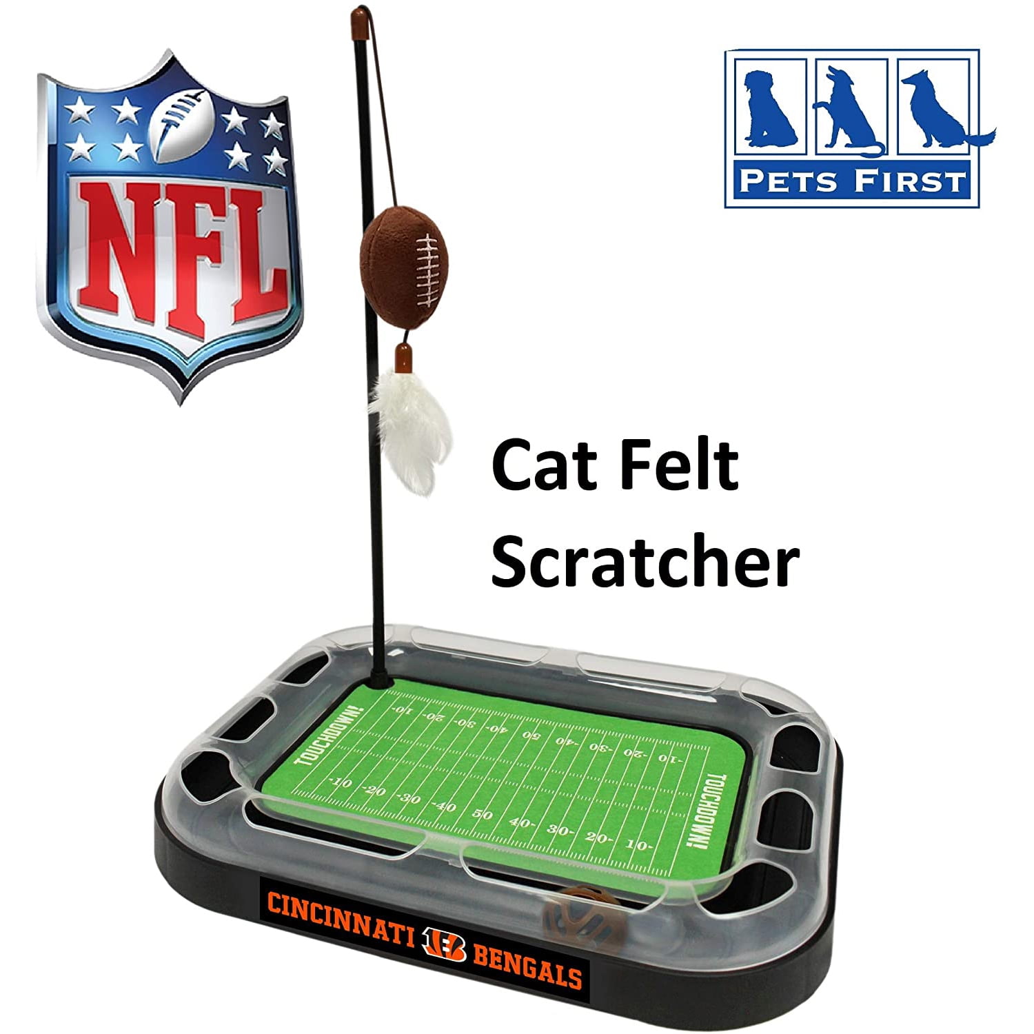 NFL Cincinnati Bengals CAT Scratcher Toy with Catnip Plush & Feather Cat and Kitty Toy