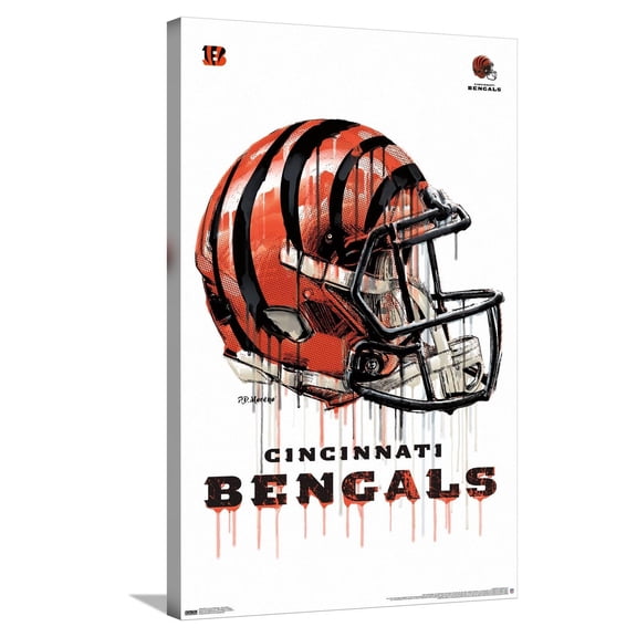 NFL Cincinnati Bengals - Drip Helmet 20 Canvas Wall Poster, 22.375" x 34"