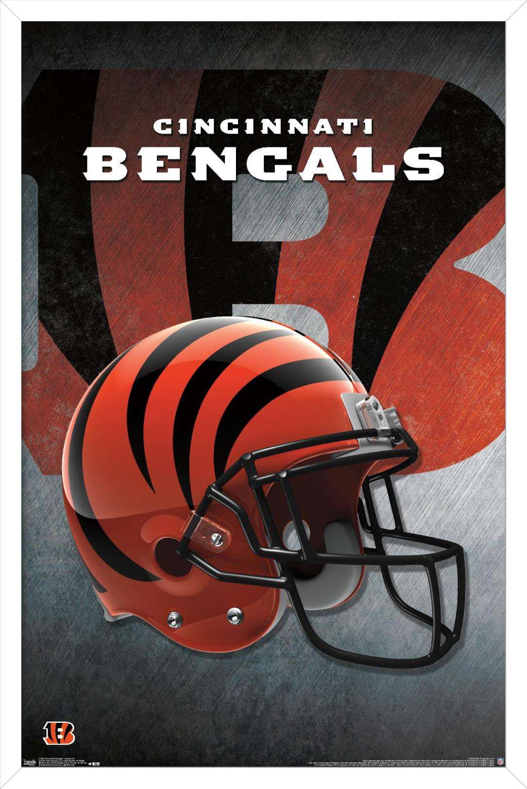 NFL Cincinnati Bengals - Helmet 16 Wall Poster, 14.725" x 22.375", Framed