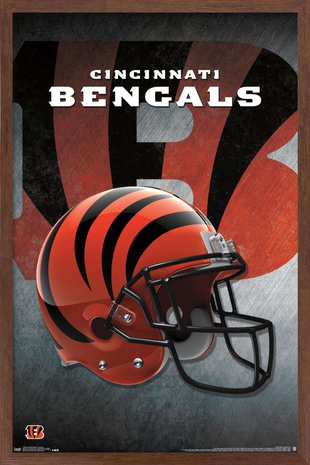 NFL Cincinnati Bengals - Helmet 16 Wall Poster, 14.725" x 22.375", Framed
