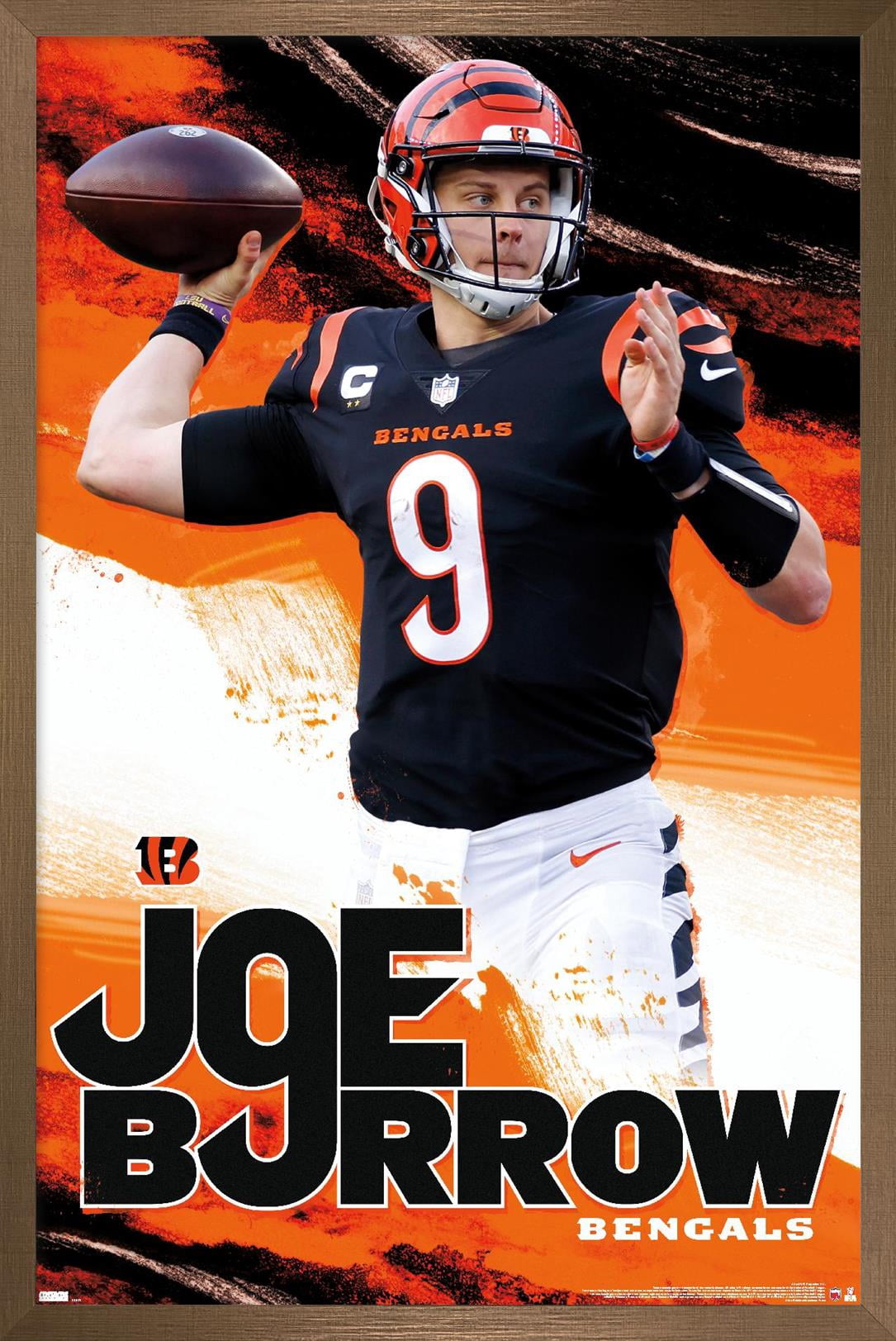 NFL Cincinnati Bengals - Joe Burrow 22 Wall Poster, 14.725" x 22.375" Framed