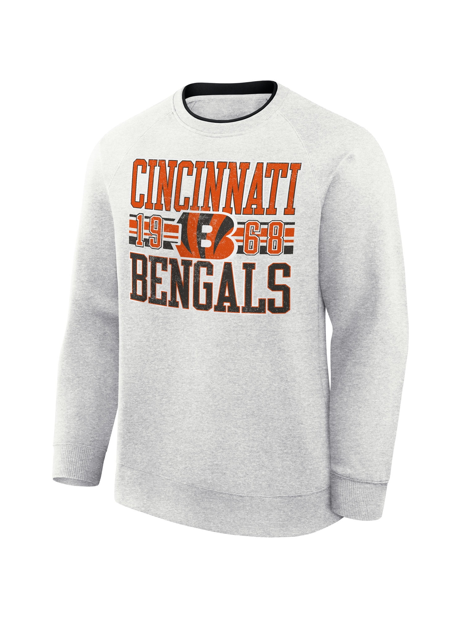 NFL Cincinnati Bengals Men's Cotton Gray Heather Long Sleeve Crew Fleece Sweatshirt