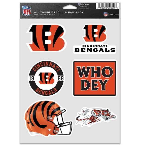 NFL Cincinnati Bengals Prime 5" x 7.75" Six Fan Decal