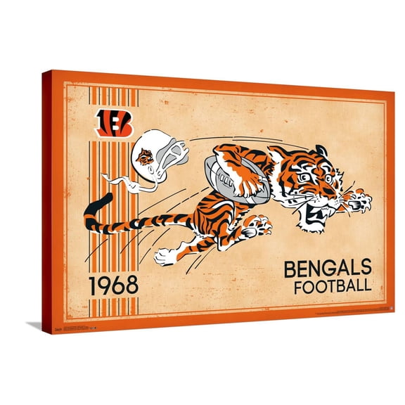 NFL Cincinnati Bengals - Retro Logo 14 Canvas Wall Poster, 22.375" x 34"