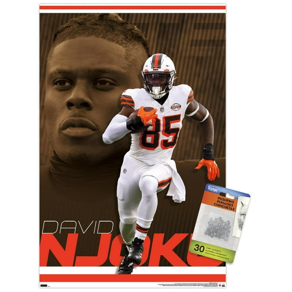 NFL Cleveland Browns - David Njoku 24 Wall Poster with Push Pins, 14.725" x 22.375"