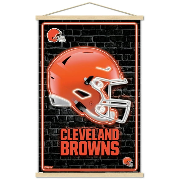 NFL Cleveland Browns - Neon Helmet 24 Wall Poster with Magnetic Frame, 22.375" x 34"