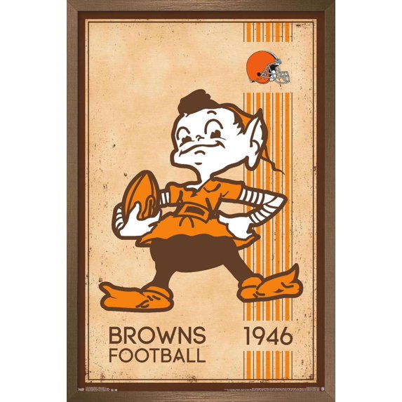 NFL Cleveland Browns - Retro Logo 14 Wall Poster, 22.375" x 34", Framed