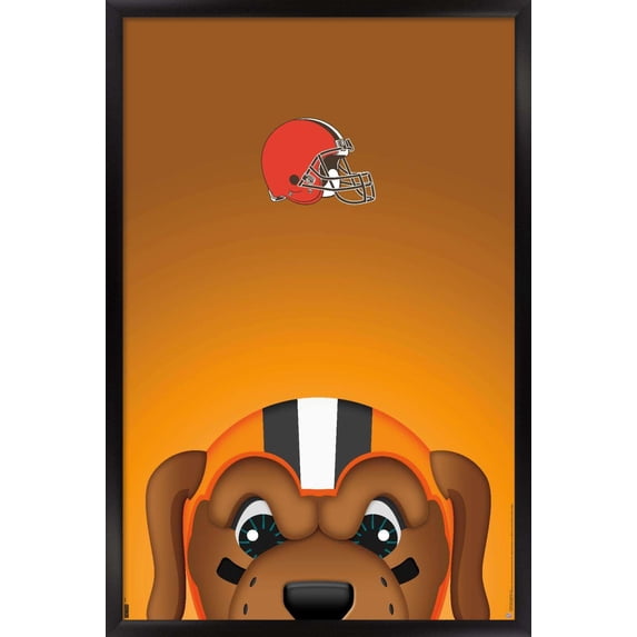 NFL Cleveland Browns - S. Preston Mascot Chomps Wall Poster, 14.725" x 22.375", Framed