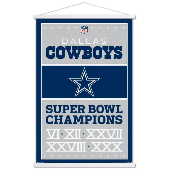 NFL Dallas Cowboys - Champions 13 Wall Poster with Wooden Magnetic Frame, 22.375" x 34"