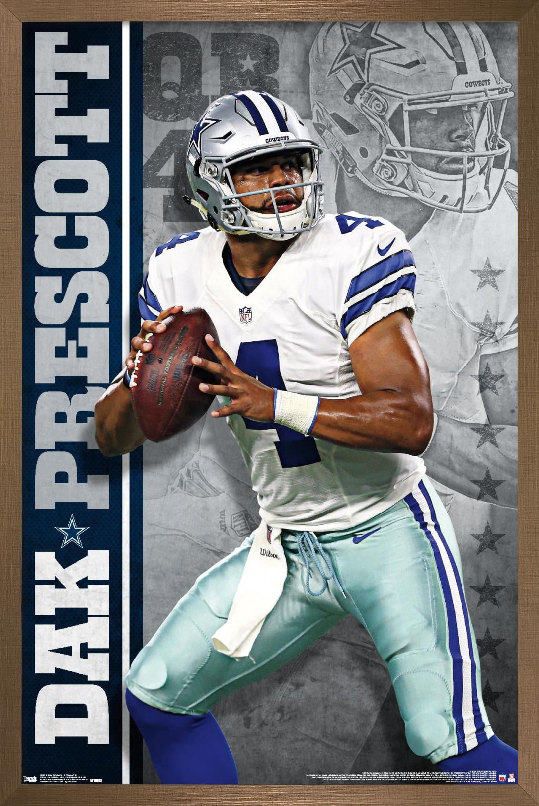 NFL Dallas Cowboys - Dak Prescott 16 Wall Poster, 14.725" x 22.375", Framed