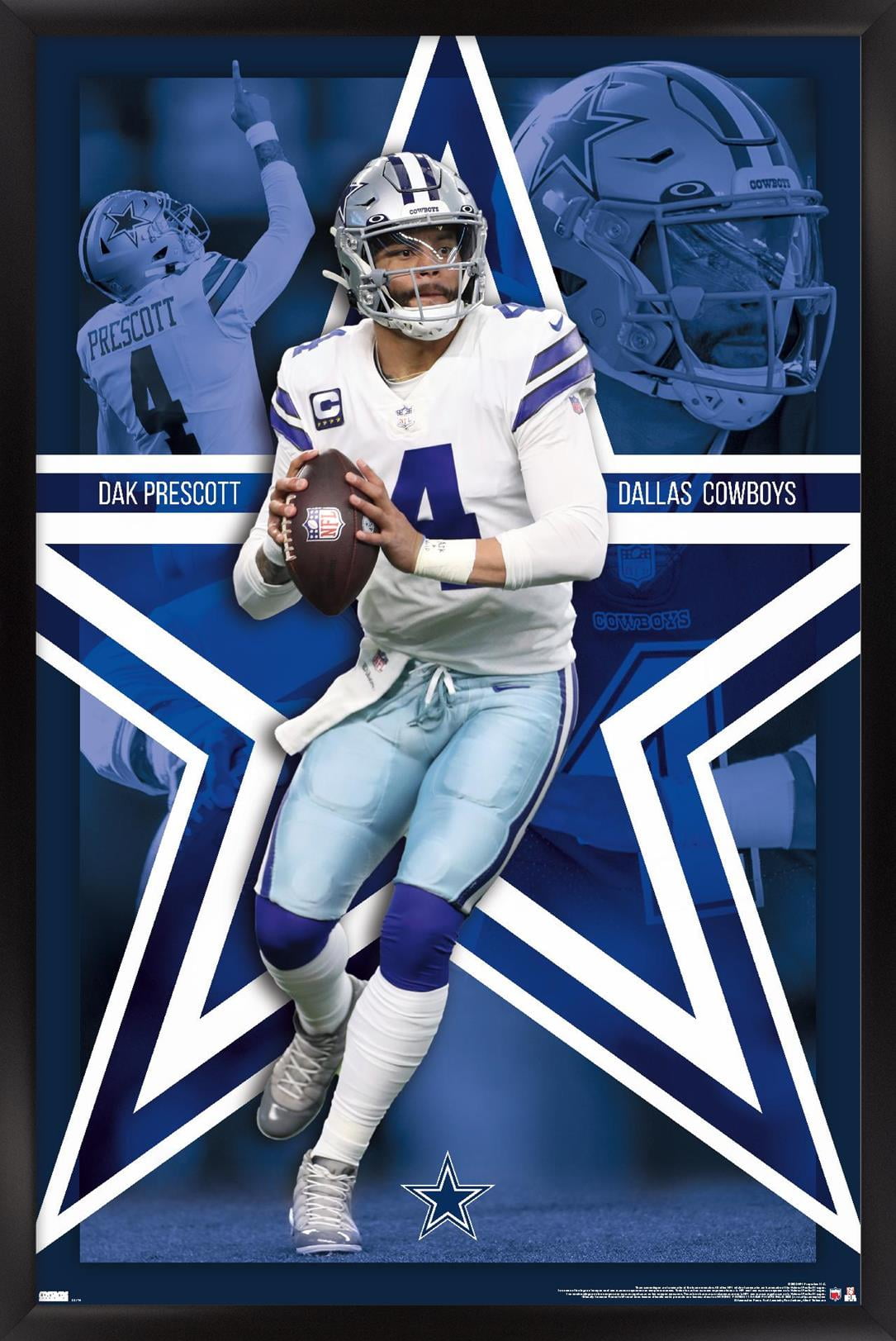 NFL Dallas Cowboys - Dak Prescott 22 Wall Poster, 14.725" x 22.375" Framed