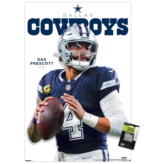 NFL Dallas Cowboys - Dak Prescott Feature Series 26 Wall Poster with Push Pins, 22.375" x 34"