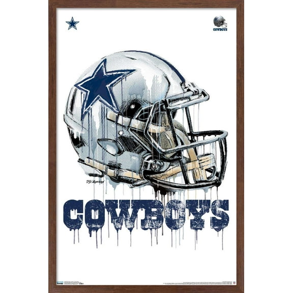 NFL Dallas Cowboys - Drip Helmet 20 Wall Poster, 22.375" x 34", Framed