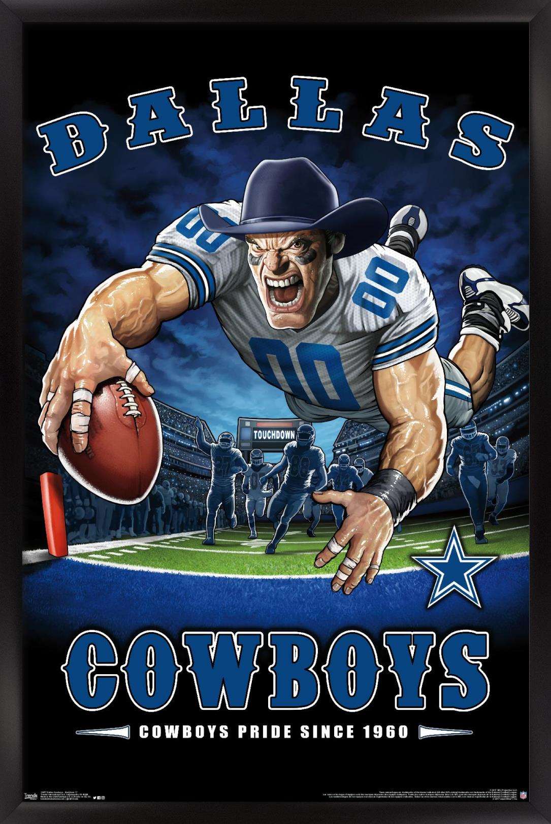 NFL Dallas Cowboys - End Zone 17 Wall Poster, 14.725" x 22.375", Framed